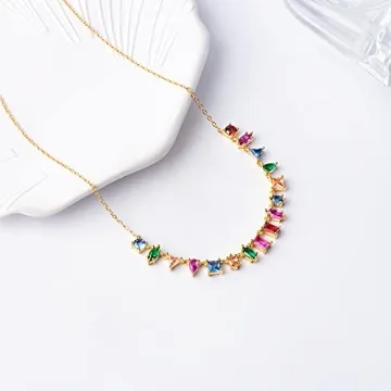 G&G Rainbow Gold Necklace for Women - Stunning CZ Jewelry