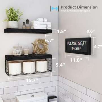 QEEIG Floating Bathroom Shelves with Chalkboard Sign