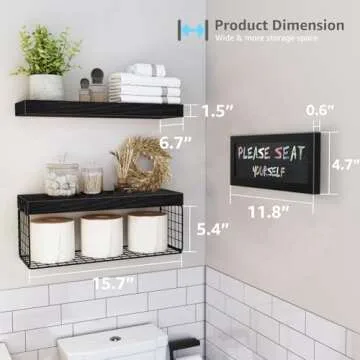 QEEIG Floating Bathroom Shelves with Chalkboard Sign