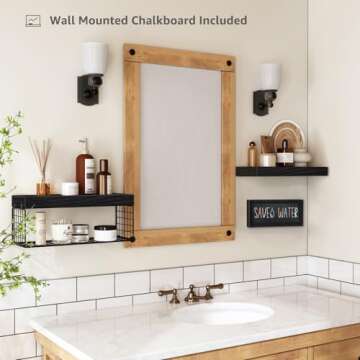 QEEIG Floating Bathroom Shelves with Chalkboard Sign