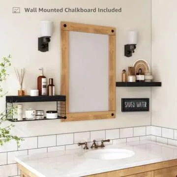 QEEIG Floating Bathroom Shelves with Chalkboard Sign