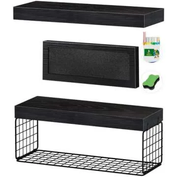 QEEIG Floating Bathroom Shelves with Chalkboard Sign