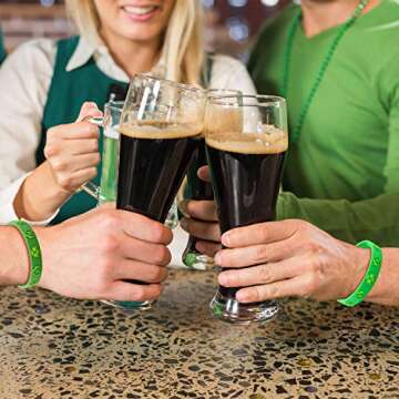 48 Pieces St. Patrick's Day Shamrock Rubber Wristbands Irish Shamrock Cut-Out Rubber Bracelets for St. Patrick's Day Party Favors Gifts Decorations