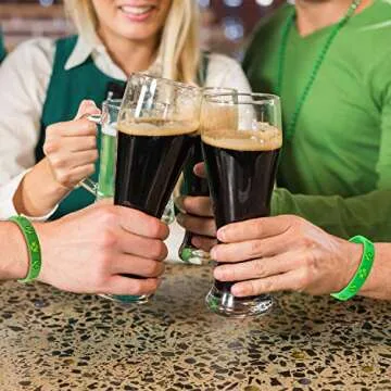 48 Pieces St. Patrick's Day Shamrock Rubber Wristbands Irish Shamrock Cut-Out Rubber Bracelets for St. Patrick's Day Party Favors Gifts Decorations