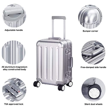 TRAVELKING Aluminum Carry-On Luggage with TSA Locks