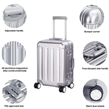 TRAVELKING Aluminum Carry-On Luggage with TSA Locks