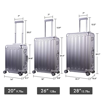 TRAVELKING Aluminum Carry-On Luggage with TSA Locks