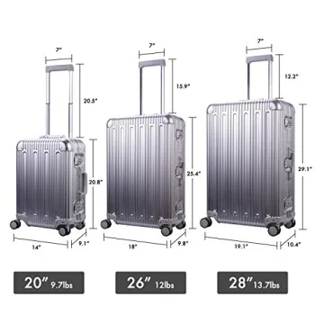 TRAVELKING Aluminum Carry-On Luggage with TSA Locks