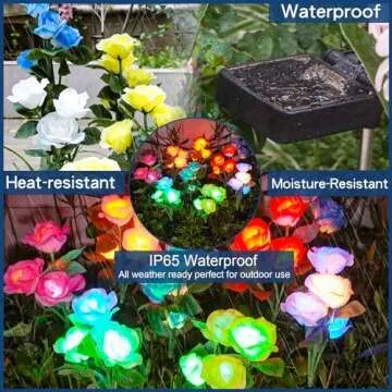 TONULAX Solar Garden Lights - Vibrant Color Changing Roses