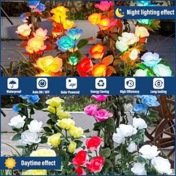 TONULAX Solar Garden Lights - Vibrant Color Changing Roses