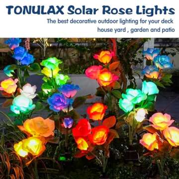 TONULAX Solar Garden Lights - Vibrant Color Changing Roses