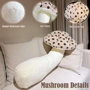 Hofun4U Mushroom Plush Pillow - Soft Long Stuffed Cushion