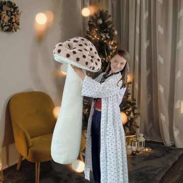 Hofun4U Mushroom Plush Pillow - Soft Long Stuffed Cushion