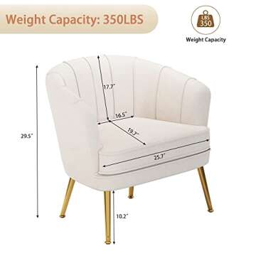 Andeworld Velvet Accent Chair, Upholstered Modern Single Sofa Side Chair,Comfy Barrel Club Living Ro...