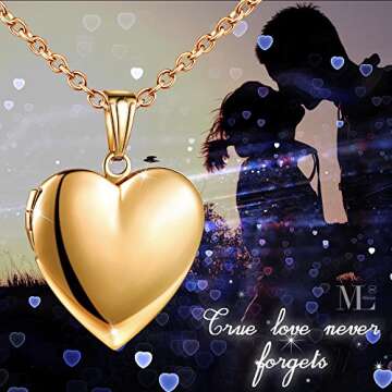 MicLee Women Photo Locket Necklace Heart Shape Locket Necklace Includes 19.7 Inch Stainless Steel Chain with Gift Box