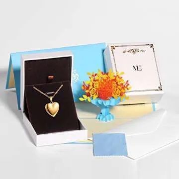 MicLee Women Photo Locket Necklace Heart Shape Locket Necklace Includes 19.7 Inch Stainless Steel Chain with Gift Box