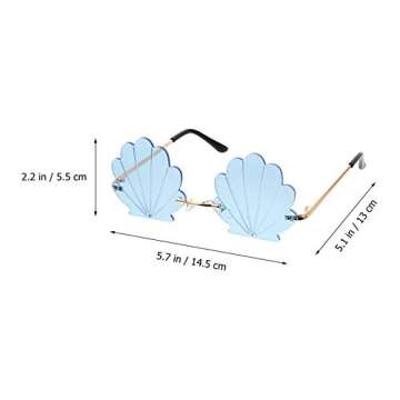 STOBOK Rimless Sunglasses, 14.5x13cm Seashell Shape Sunglasses Funny Flame Sunglasses Fashion Metal ...