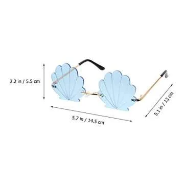 STOBOK Rimless Sunglasses - Seashell Design in 6 Colors for Parties and More