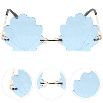 STOBOK Fun Rimless Seashell Sunglasses for All Occasions