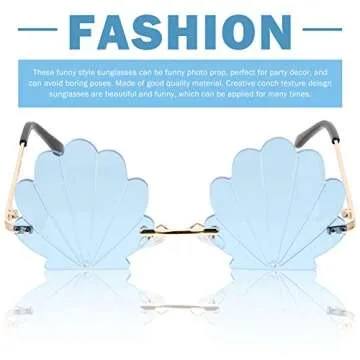 STOBOK Fun Rimless Seashell Sunglasses for All Occasions