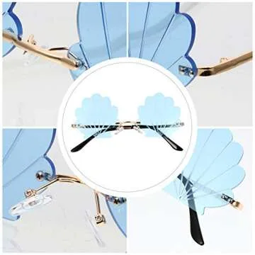 STOBOK Fun Rimless Seashell Sunglasses for All Occasions