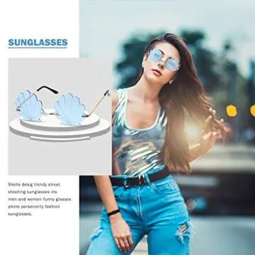 STOBOK Fun Rimless Seashell Sunglasses for All Occasions