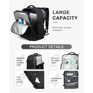 WONHOX Women's Travel Backpack Waterproof & Multifunctional