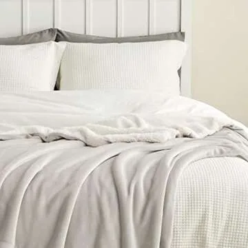 Bedsure Sherpa Fleece Throw Blanket Twin Size for Couch - Thick and Warm, Soft Fuzzy Plush Twin Blanket for Winter, Linen, 60x80 Inches