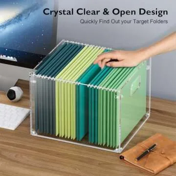 MaxGear Mesh Hanging File Organizer Box, Acrylic Filing Storage Crate for Letter/Legal Size Files, with Handles for Office, Pantry, Clothes, and Bath