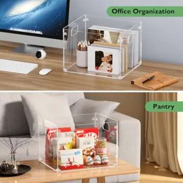 MaxGear Mesh Hanging File Organizer Box, Acrylic Filing Storage Crate for Letter/Legal Size Files, with Handles for Office, Pantry, Clothes, and Bath