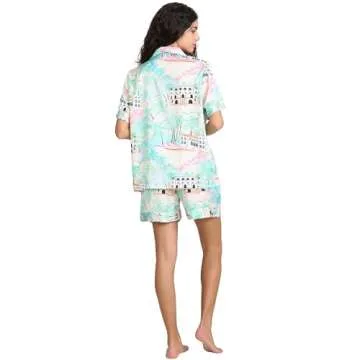 Elegant YiNi LuLu Silk Satin Shorts Pajamas Set