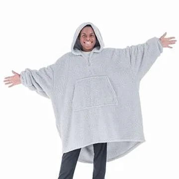 THE COMFY Teddy Bear Quarter-Zip | Sherpa Wearable Blanket with Quarter Length Zipper, Oversized Des...