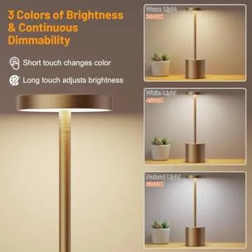 Willdoak Cordless LED Table Lamp Rechargeable - 5000mAh Portable Battery Operated Table Light - Outdoor Waterproof Dimmable Table Lamps for Bar Patio Dining Restaurant (2 Bronze)