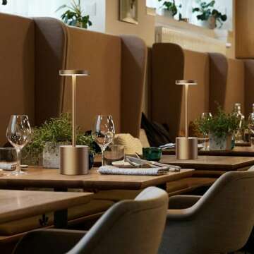 Willdoak Cordless LED Table Lamp Rechargeable - 5000mAh Portable Battery Operated Table Light - Outdoor Waterproof Dimmable Table Lamps for Bar Patio Dining Restaurant (2 Bronze)