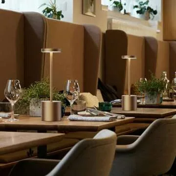 Willdoak Cordless LED Table Lamp Rechargeable - 5000mAh Portable Battery Operated Table Light - Outdoor Waterproof Dimmable Table Lamps for Bar Patio Dining Restaurant (2 Bronze)