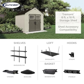 Suncast 8x10 Heavy-Duty Resin Tremont Storage Shed