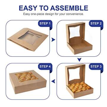 Kraft Bakery Boxes with Window | Auto Pop-Up Design