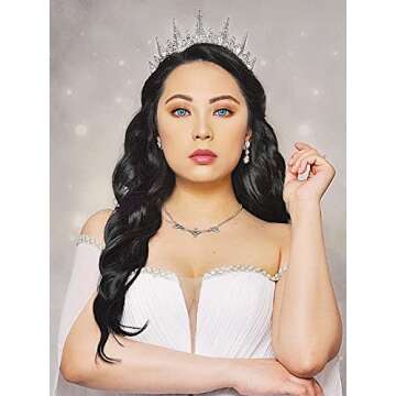 SWEETV Baroque Wedding Tiara for Women Sparkling Pageant Crown