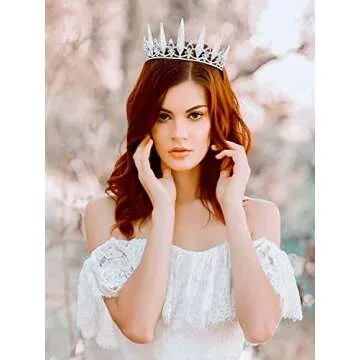 SWEETV Baroque Wedding Tiara for Women Sparkling Pageant Crown