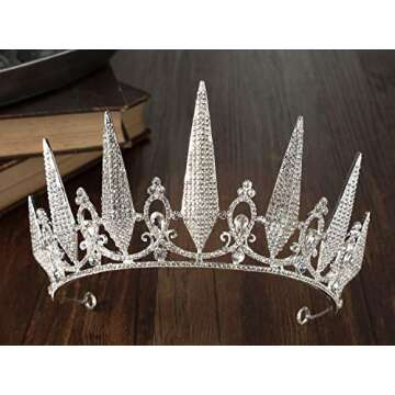 SWEETV Baroque Wedding Tiara for Women Sparkling Pageant Crown