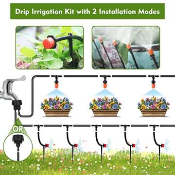 Flantor Drip Irrigation Kit, Garden Irrigation System 1/4" Blank Distribution Tubing Watering Drip K...