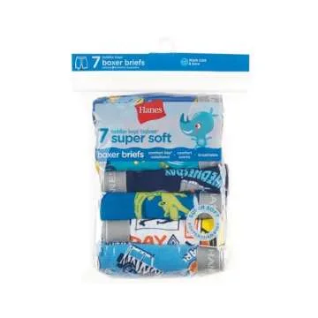 Hanes Boys' and Toddler Underwear, Comfort Flex WB Boxer Briefs, 7 Pack, Days of Week Assorted, 4T