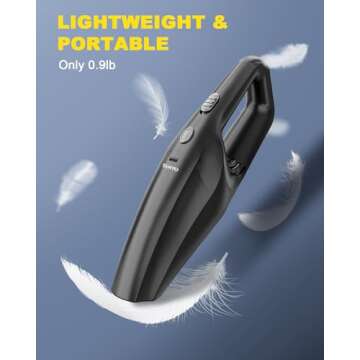 TANYO Handheld Car Vacuum, Cordless & Rechargeable Mini Cleaner with 8000PA Suction