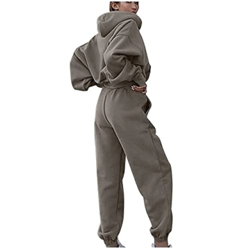 Sweatsuits for Women Set Winter Oversized Hoodie Casual Drawstring Sweatpant Tracksuit
