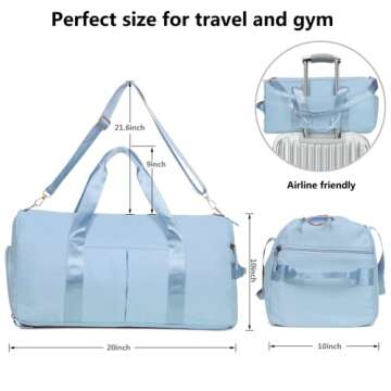MABROUC Duffle Bag For Women, Sports Duffel Bag for Gym with Wet Pocket & Shoe Compartment, Overnigh...