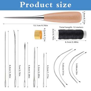 Ouligay 10pcs Leather Needle and Thread Kit, Upholstery Sewing Kit, Heavy Duty Needle and Thread, Le...