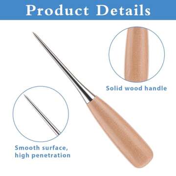 Ouligay 10pcs Leather Needle and Thread Kit, Upholstery Sewing Kit, Heavy Duty Needle and Thread, Leather Needles for Hand Stitching for Upholstery Carpet Furs Canvas Repair DIY Leather