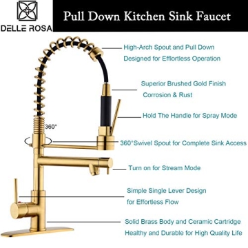 Stylish Delle Rosa Brass 360 Swivel Kitchen Faucet