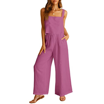 ANRABESS Women's Linen 2 Piece Outfit - Trendy Summer Beach Vacation Lounge Set