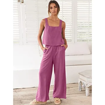 ANRABESS Women's Linen Summer Lounge Set Beach Vacation